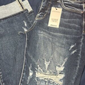 Judy Blue Dark Blue Distressed Boyfriend Jeans